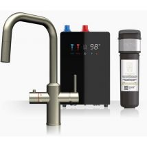 INTU Monarch Brushed Nickel 4 In 1 Square Pull Down Filtered Boiling Water Tap Nexus & Pro Filter