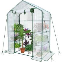 Invernadero de jardín de PE con estantes Lona reforzada con flores para plantas vegetales de 3 niveles 135 g / m2 Protege sus plantas 143 x 73 x 195