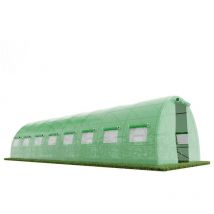 Eurospen - Invernadero de jardín túnel - lona armada - con ventanas laterales y puerta con cremallera 24m2