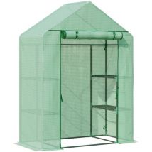 Invernadero de Jardín 141x72x191 cm Vivero Casero con 4 Estantes Puerta Cubierta de pe 140g/m² y Marco de Acero para Cultivos Plantas Macetas Flores
