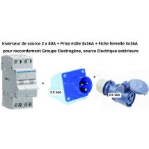 Inverseur de source Monophasé 40A + 1 Prise mâle 3x16A + 1 Fiche femelle 3x16A