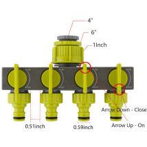Inverseur de valve réglable à quatre voies à une entrée gris vert [connecteur standard européen] inverseur de tuyau d'eau d'entretien de pelouse
