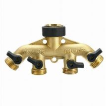 Briller - Inverseur de vanne à bille 4 voies en cuivre, inverseur de robinet, arrosage de jardin, irrigation agricole, accessoires de lavage de