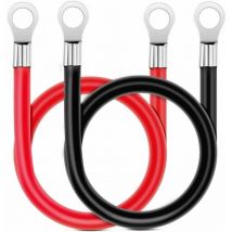 16mm² 50cm Inverter Battery Cable(Max 100A),Red and Black Ring Terminals Tinned Copper for Motorcycle,Automobile,Marine Boats -,