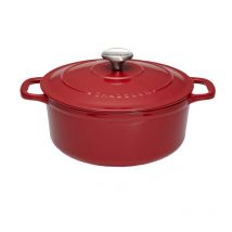 Chasseur - Cocotte ronde 20 cm rouge uni interieur sable