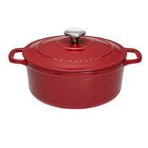 Chasseur - Cocotte ronde 24 cm chasseur rouge uni interieur sable