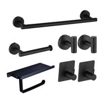 Ousudela - Ensemble de matériel de salle de bain 7 pièces, porte-serviettes, porte-papier toilette, 4 crochets, fixation murale en acier inoxydable,