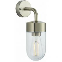 Loops - IP44 Outdoor Wall Light Brushed Stainless Steel & Glass Shade Nautical Lantern