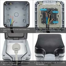 XVX IP66 Außensteckdose – Witterungsbeständig – ABS – 220–250 V – Ideal für Garten, Werkstatt, Terrasse, Badezimmer