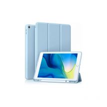 iPad 10.2 inch with pencil holder, protective case with soft TPU back, sky blue