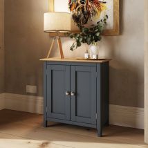 Fwstyle - Sideboard Oak Veneer 2 Large Doors Graphite Blue Finish - Blue