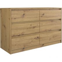 Hucoco - iris 120 Comò moderno Soggiorno Camera da letto Ufficio 120x75x40cm 6 cassetti Armadio di stoccaggio aspetto legno