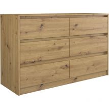 Hucoco - iris 120 Commode moderne salon chambre bureau 120x75x40 cm 6 tiroirs Meuble de rangement Aspect bois