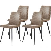 Lisa Design - Iris - lot de 4 chaises - en velours côtelé et velours - latte
