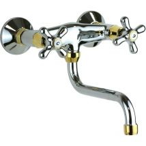 Paffoni - Rubinetto a doppia leva per lavello cucina a parete colore cromo-oro iris IRV161CO Cromo/Oro - Iris