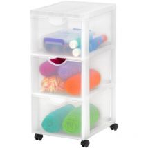 Iris Ohyama - Cassettiera in Plastica con ruote, 3 Cassetti Grandi, Biancastro, Maniglie facili da tirare, Organizzatore, Per Camera Da Letto, Bagno,