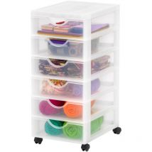 Iris Ohyama - Cassettiera in Plastica con ruote, 6 Cassetti Piccoli, Biancastro, Maniglie facili da tirare, Organizzatore, Per Camera Da Letto,