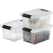 Aufbewahrungsboxen mit Deckel, 5L, 3er-Set, Transparent, Sicherer Verschluss, Stapelbar, Griffe, Schlafzimmer, Schrank, Büro, Organisation,