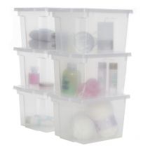 Set di 6 contenitori in plastica, multifunzione, 10 l, coperchio, maniglia ergonomica, Ufficio, Casa - ddusb-s - Bianco - Iris Ohyama