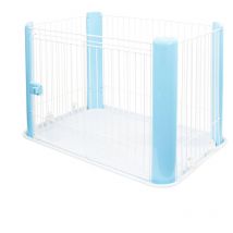 Iris Ohyama - Parque para perros y puerta con cerradura, H60cm, Azul, Jaula gatos, Vallas, Corralito, para Para interiores, exteriores, Conejo,