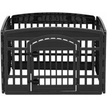 Iris Ohyama - Parque para perros con 4 paneles, H60cm, Negro, Puerta cerradura, Jaula gatos, Vallas, Corralito, para Para interiores, exteriores,