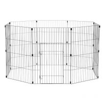Iris Ohyama - Laufstall, Freilaufgehege, Hundehütte, Hundezwinger, Käfig für Hund, Katze, Kaninchen, 1.7 m², 8 Panels /B60 x H90 cm, WPC-36, Schwarz