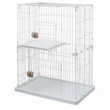 Jaula, Corral, Recinto libre, Casa para perro con 2 puertas y 2 niveles para perro, gato, L93 x F63 x A121 cm, PEC-902, Blanco - Iris Ohyama