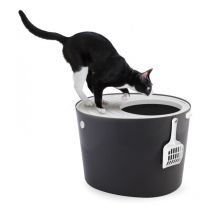 Katzenklo mit Schaufel, bis 7 kg, Grau, mit Deckel, Katzentoilette, leicht reinigen, Für große Katzen, Kätzchen, geschlossen, xxl Toilette, BPA-frei,