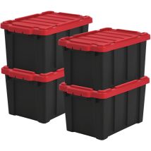 Heavy Duty Organisation Boxes, 21l, 4er-set, Rot, Kompakt, Robust, Stapelbar, Aufbewahrungsbox, Für Garage, Regale, Umzug, Plastik, Utility, 