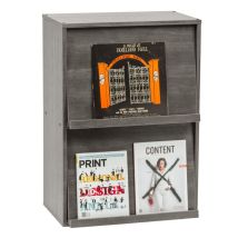 Iris Ohyama, Meuble, Bibliothèque, Étagère De Rangement, 2 Portes Rabattables, Design, Solide, Moderne, Multi-usage, Bureau, Chambre, Salon - Flap 
