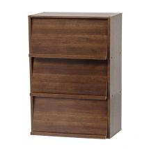 Iris Ohyama, Möbel, Bücherregal, Aufbewahrungsregal, 3 Klapptüren, Design, Modern, Mehrzweck, Büro, Schlafzimmer, Wohnzimmer - Flap Rack CHR-3 - Braun