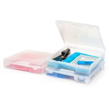Iris Ohyama - Tragbarer Aufbewahrungskoffer aus Kunststoff, Werkzeugbox für Heimwerker, 3er-Set Dokumentenboxen, Modell SBC-350E, Transparent