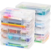 Aufbewahrungsbox für Büromaterial, Plastik, 1.4L, 10er Set, Transparent, Stapelbar, Schnappverschluss, für Schreibwaren, Dokumente, Stifte, kleine
