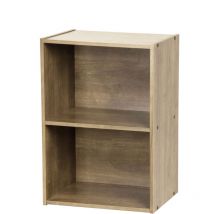 Mobile, Libreria, Scaffale Angolare da Parete in Legno, 2 Livelli, Marrone Cenere, Polivalente, Modulare, Aperto, Per Soggiorno, Ufficio, Camera,