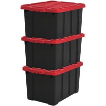 Iris Ohyama - Scatole Pieghevoli, 50L, Set di 3, Rosso, Grande, Solido, Impilabile, Per Garage, Scaffali, Scatola Organizer, Plastica, Contenitore,