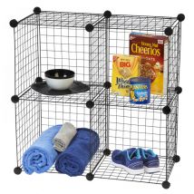Koffer, Mülleimer, Box, Kunststoff-organizer Mit Ergonomischen Griffen, 4er-set, Bpa-frei, Spielzimmer, Schule, Wire Cube-4, Schwarz - Iris Ohyama