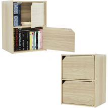 Beistellmöbel, Set mit 2 Holzregalen, Design, Solide, Modern, Büro, Schlafzimmer, Wohnzimmer - MDB-2D - Hellbraun - Iris Ohyama