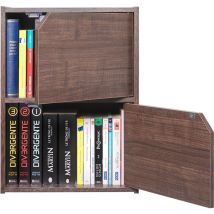 Iris Ohyama - Bücherregal, Möbel mit 2 Türen und 2 Regalen, Einfache Montage, Design, Modular, Büro, Schlafzimmer, Wohnzimmer - Module Shelf MDB-2D