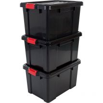 Plastik Aufbewahrungsboxen mit Deckel und Clipverschluss, 50L, 3er Set, Stapelbar, Ineinandergreifend, BPA-frei, Dachboden, Schuppen, Garage, Garage,