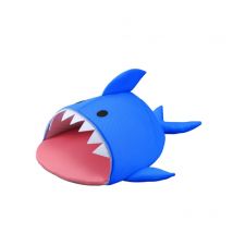 Iris Ohyama, Cama, Cojín, Cesta lavable en forma de tiburón, Dos caras con borde, L75 x P71 x H33 cm, Antideslizante, Para gatos, perros, PCB-20SH,