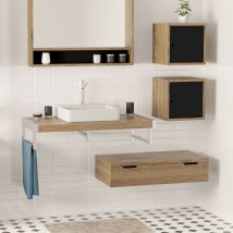 Byca - Armario colgante 88 cm, 1 cajón, roble macizo natural - iron