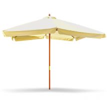 Frankystar - iruy - Parapluie de jardin carré 3x3 mètres avec mât ø 48mm en bois naturel et toile polyester écru avec bordure de 50mm. 300x300x260H cm