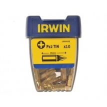 Irwin PZ2 Bits 25 mm TIN 10 Stück Hochwertige Bits für Elektrowerkzeuge Hohe Drehmomentfähigkeit