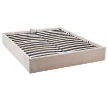 Isa - lit coffre - 160x200 cm - en velours côtelé - beige