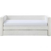 Mobilier Deco - isabella - Lit gigogne en tissu beige 90x190 cm