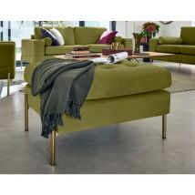 Lisa Design - Isaure - pouf en velours - vert olive