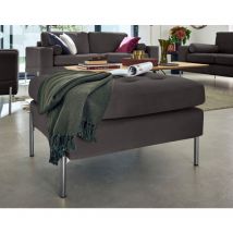 Lisa Design - Isaure - pouf en velours - gris foncé