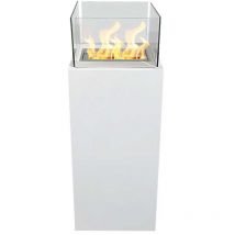 Frankystar - Ischia - Cheminée éthanol pour extérieur 40x40x115 cm, couleur blanc