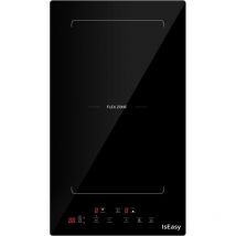 Negra Placa de inducción 2 zona Placa de cocción flexible 2 en 1 Control táctil,Temporizador-Doble fuegos Empotrado/Portátil - Iseasy