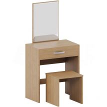 Isla Dressing Table & Mirror Set 1 Drawer Stool Vanity Table, Pine